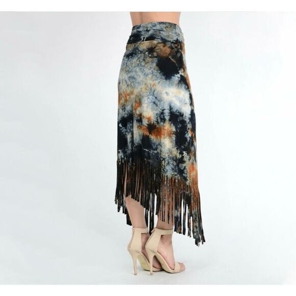 T Party Women’s Western Multicolor Stretch Asymmetric Fringe Elastic High Waiste - Picture 4 of 11